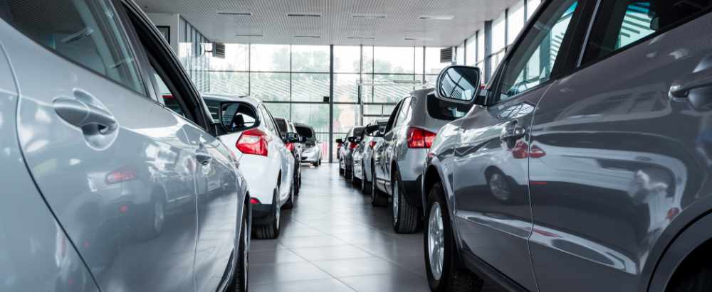 New cars at dealer showroom